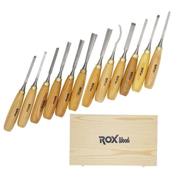 ROX Wood 9092 Ahşap Oyma Iskarpela Seti 12 Parça Ahşap Kutulu