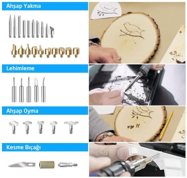 ROX Wood Dijital Isı Ayarlı Ahşap Yakma Seti 46 Parça (153ROX0143)